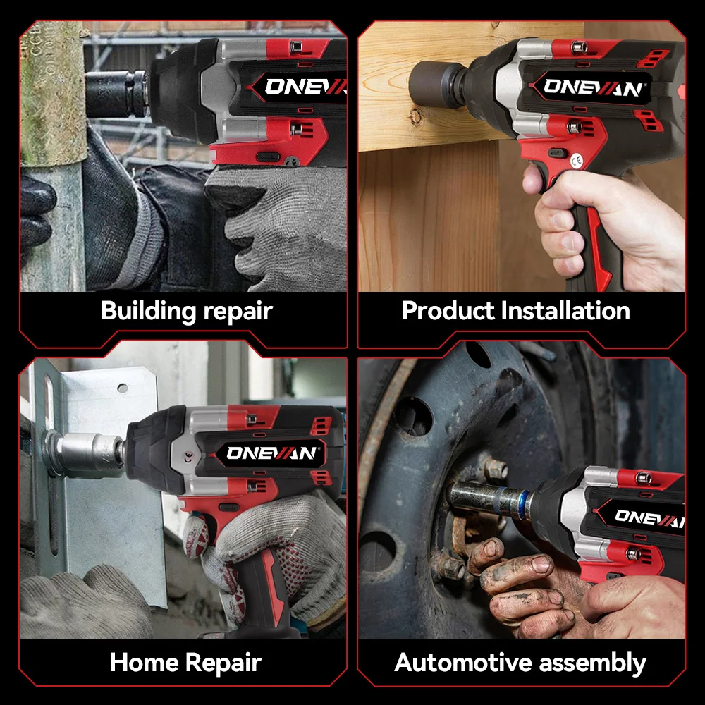 ONEVAN 1800N.M Brushless Electric Impact Wrench 1/2 inch Cordless Wrench Driver Power Tool For Trucks For Makita Battery Pin