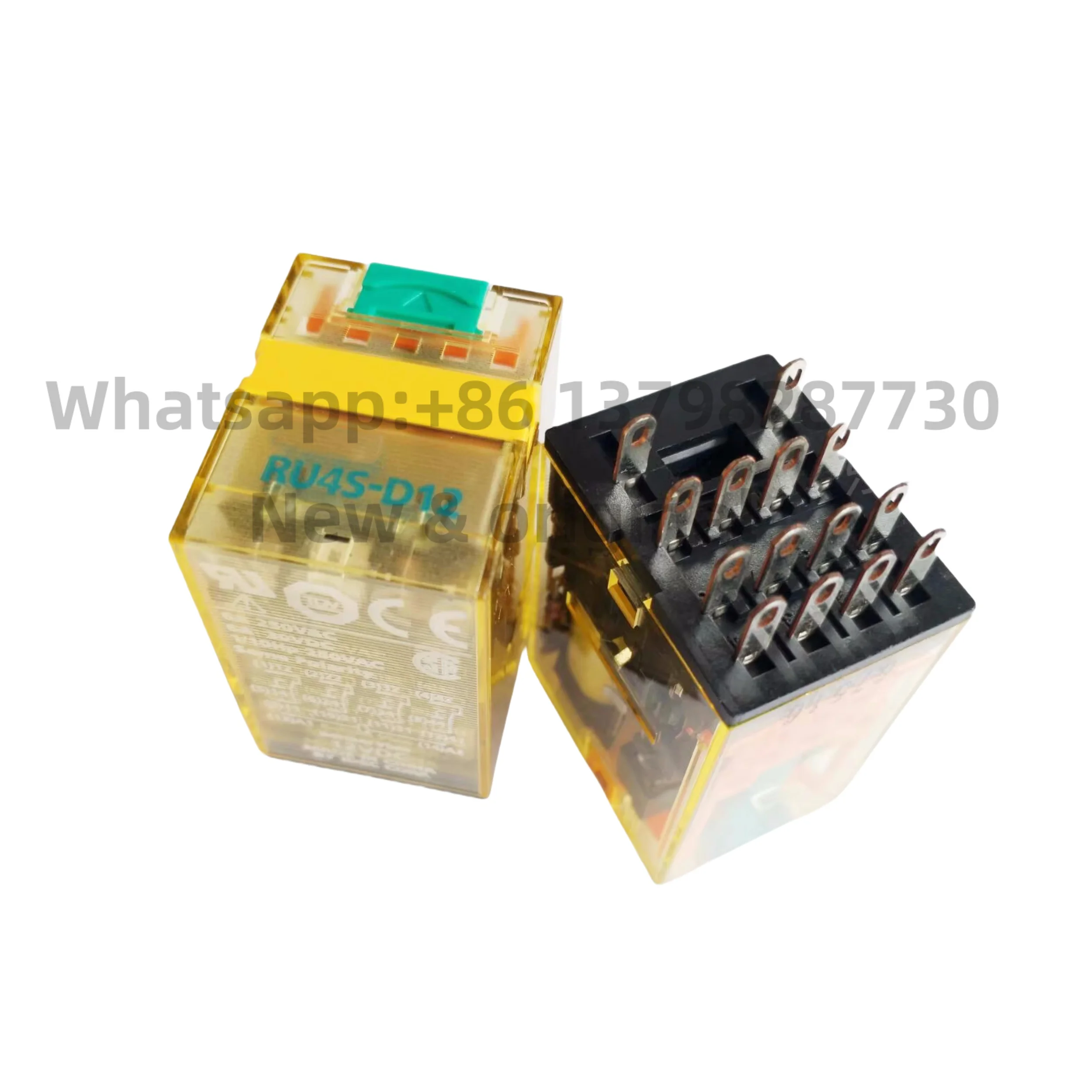 New original Intermediate relay RU4S-D12 voltage DC12V 14 pin 4 open 4 closed ginger yellow