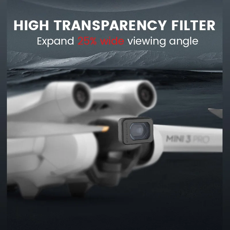 Filtro de lente gran angular externo para cámara DJI Mini 3 Pro/Mini 3, aumento de rango de disparo de 25%, accesorios de filtro de Dron