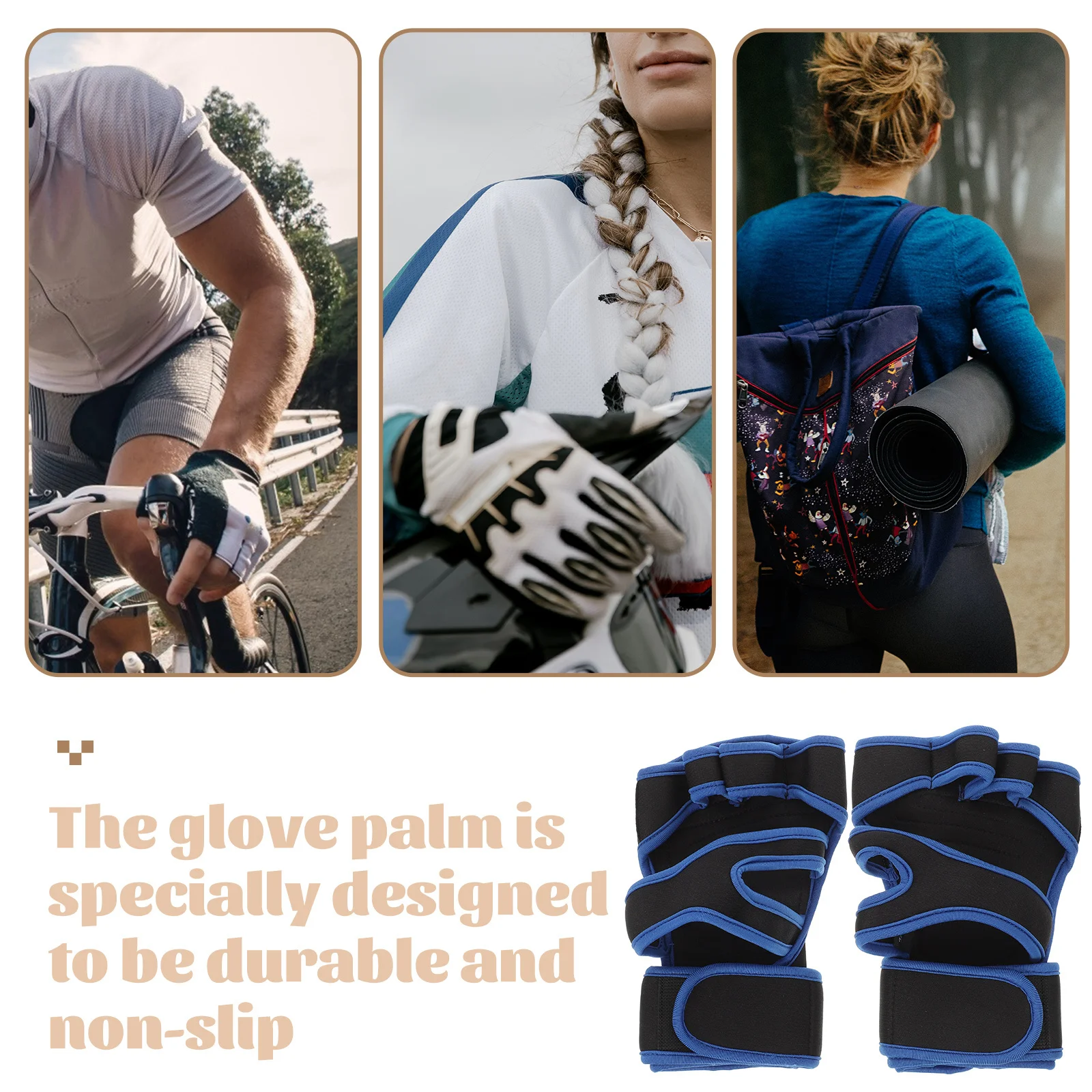 

1Pair Sports Palm Gloves Full Finger Durable Non Slip Pads Weightlifting Outdoor Cycling Protection