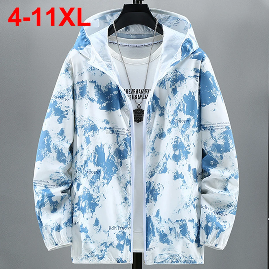 

11XL Plus Size Men Summer Jackets Lightweiht Hooded Windbreaker Casual Loose Big Size Jackets 9XL 10XL