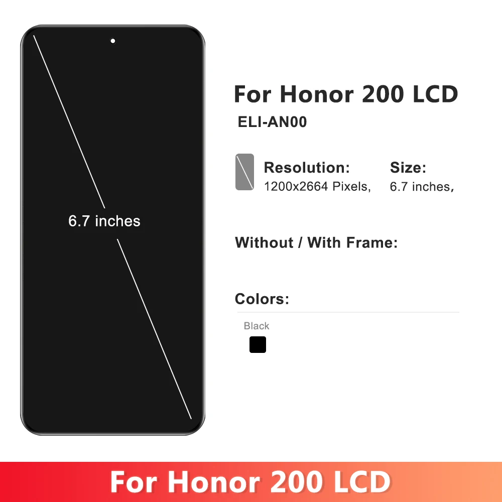 6.7'' Display For Huawei Honor 200 LCD ELI-AN00 LCD Display Touch Screen Digitizer Assembly For honor200 Screen Replacement