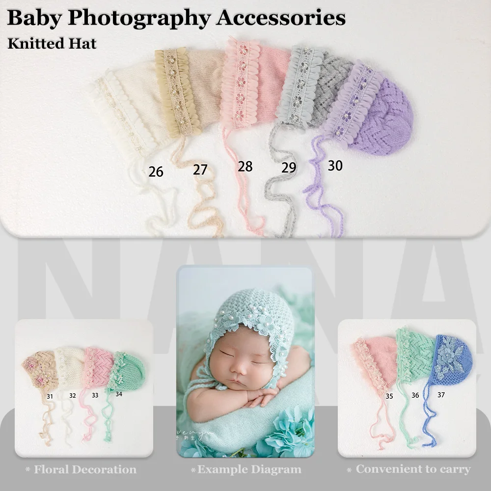 

Реквизит для фотосъемки новорожденных, нежный кружевной вязаный чепчик, мягкая детская шапка для фотосессии с рюшами по краям для реквизита для детской фотосессии