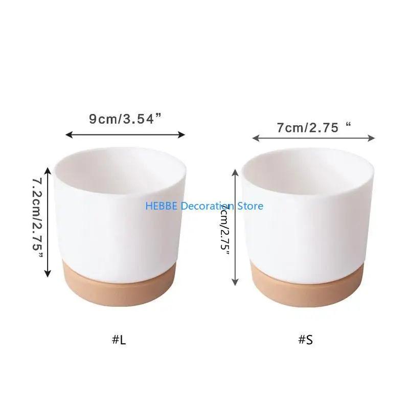 B0KC Large/Small Planter Imitation Plastic Ceramic Cylinder Flower Pot