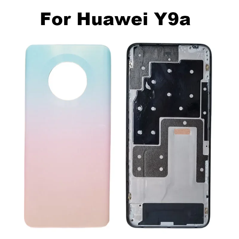 Full Housing For Huawei Y9A Back Battery Cover With Front Frame Middle Frame Bezel Chassis Faceplate Replacement Parts