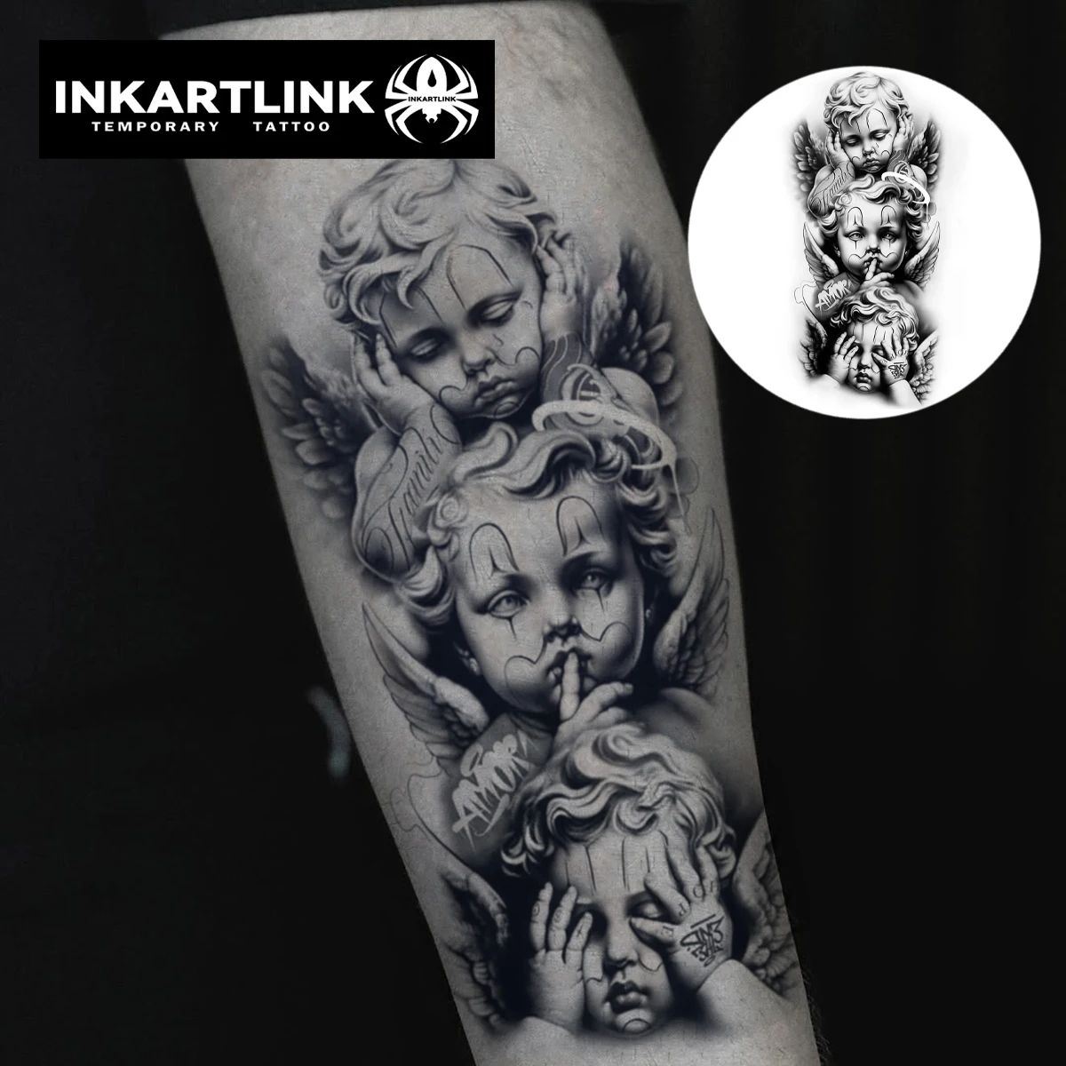 INKARTLINK Angel Herbal Juice Tattoo Sticker Magic Tattoo Semi Permanent Tattoo Realistic Fake Tattoo Lasts 1-2 Weeks