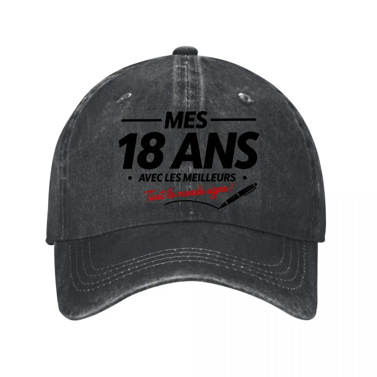 18 Ans Avec Les Meilleurs Tout Le Monde Signe French Quote Washed Baseball Cap Outdoor Hat