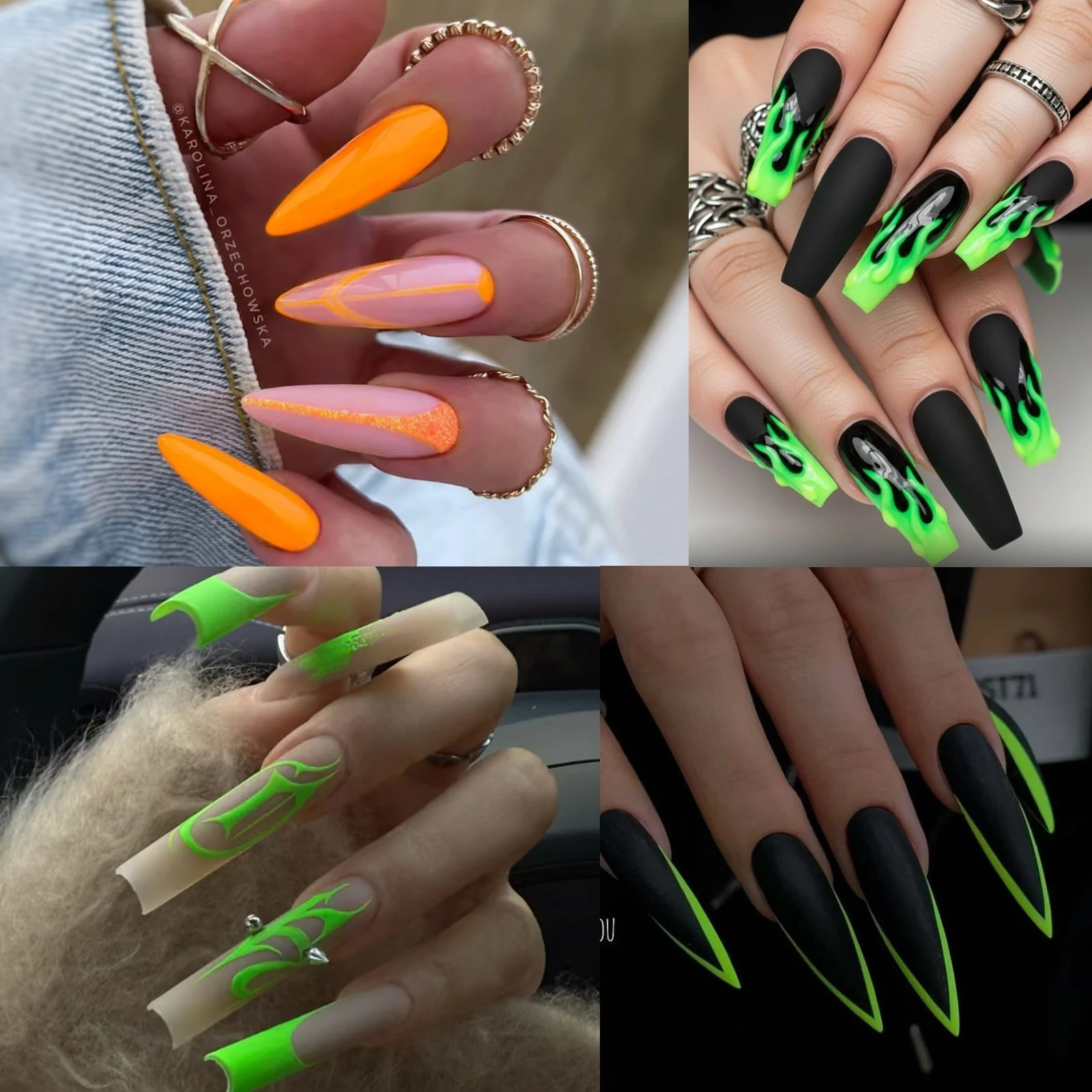 2pcs Neon Luminous Nail Powder Fluorescent Orange Green Glow In Dark Pigment Nail Design UV Gel Polish DIY Manicure Decorations
