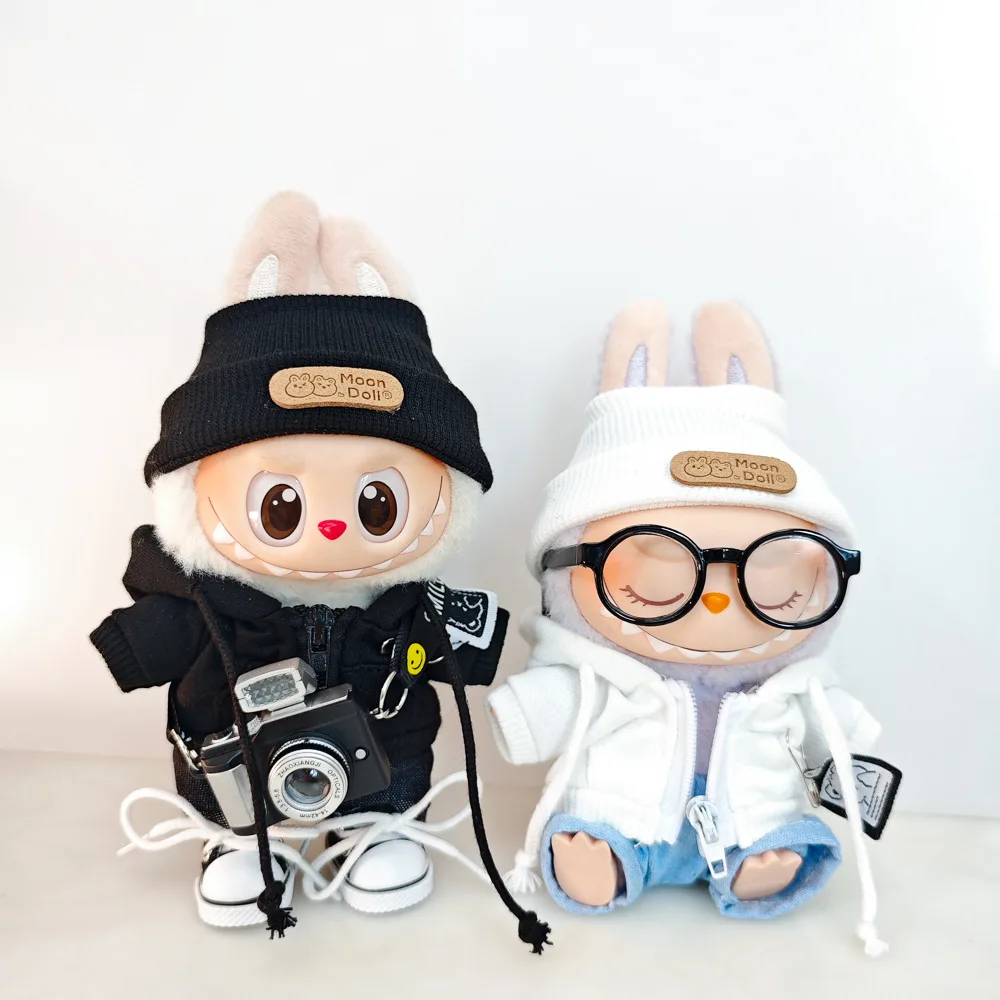 

15/17cm Labubu V1 V2 V3 Doll Clothing Fashion Hoodie and Pants Set Korean Idol Trendy DIY Doll Clothing Accessories Toy Gift