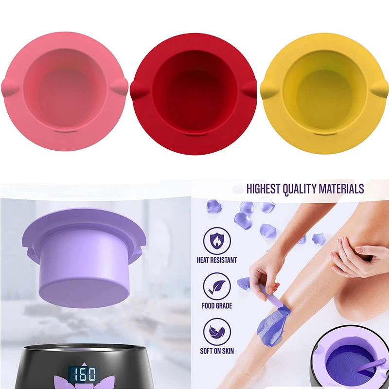 Reusable Waxing Pot Bowl Wax Warmer Thickening Heat-resistant Silicone Bowls Hair Removal Wax Replacement Pot Bowls Hair Removal