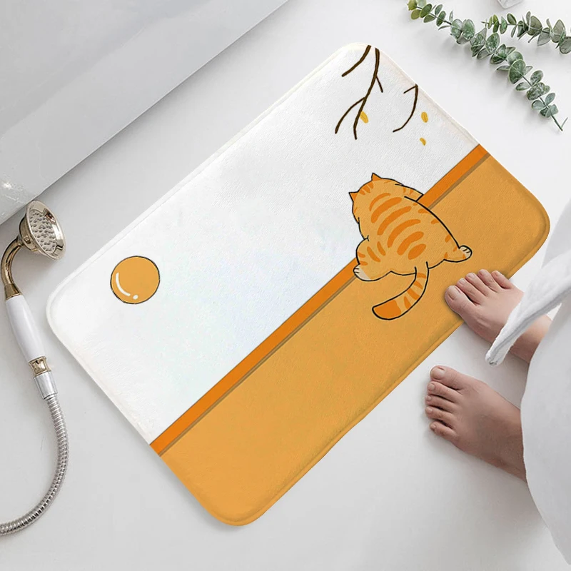 Lovely Cat Waterproof Bathroom Mat Entrance Door Doormat Balcony Slip-resistant Porch Foot Mat Non-slip Kitchen Hallway Carpet