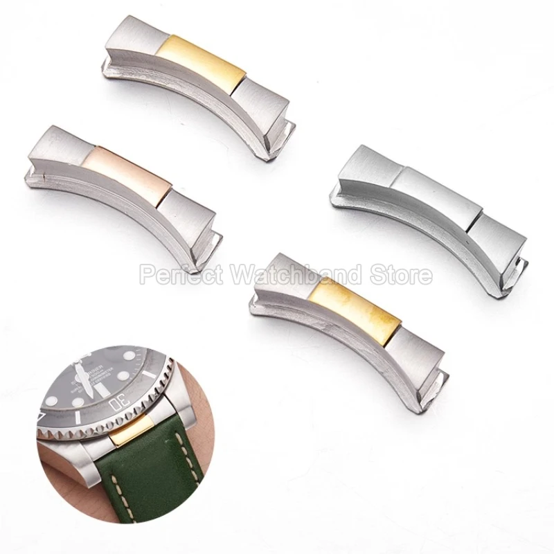 واجهة منحنية 21 مللي متر لساعة رولكس السوداء الغواصة يخت ماستر فائقة التحمل من الفولاذ المقاوم للصدأ وصلات نهاية ملحقات الساعة