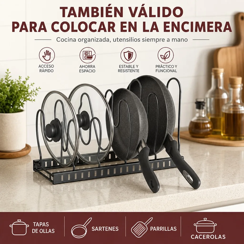 Support vertical en fer pour casseroles, ventilé, évite les rayures et organise les casseroles dans la cuisine