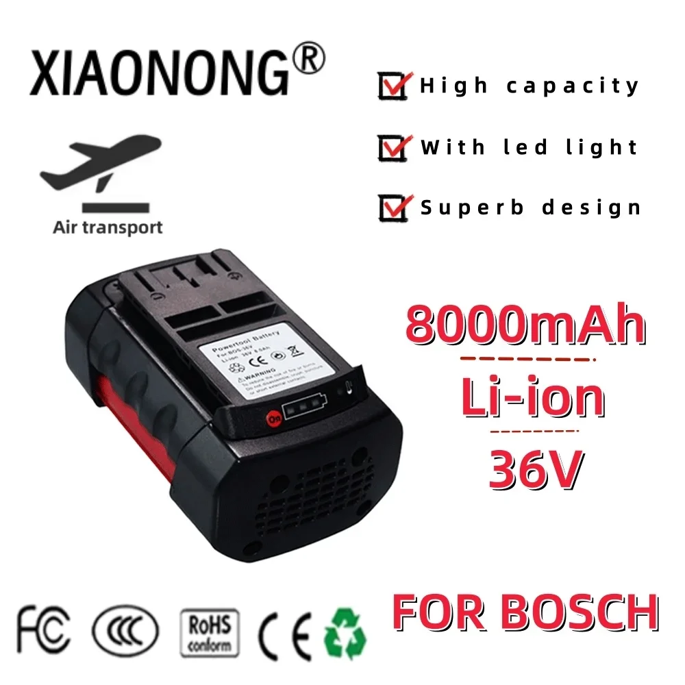 

36V 8000mAh High-capacity Replacement Batteries Lithium-Ion for BOSCH Li-ion BAT810 BAT836 BAT840 GBH36V-LI Power Tools