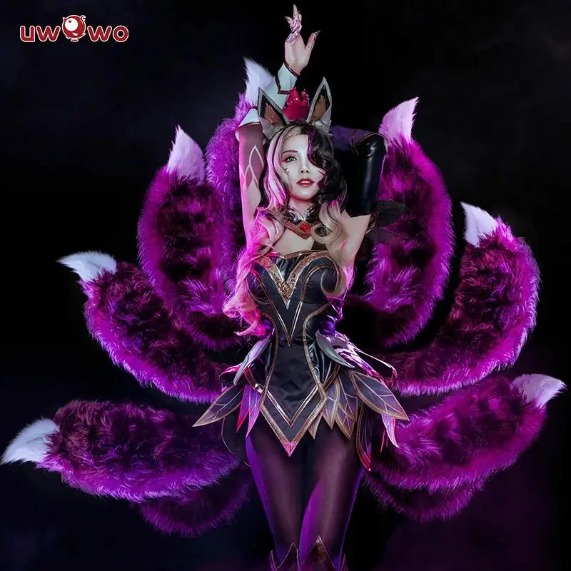Disfraz de Ahri de la Liga de la leyenda 2025, disfraz de LOL Coven Ahri con orejas, disfraz de Halloween, vestido de bruja Ahri para mujer