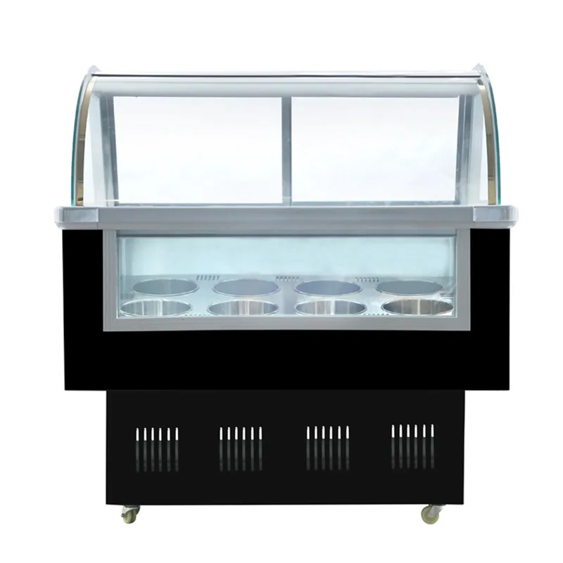 Ice Cream Display Freezer Commercial Mini Ice Cream Display Refrigerator Stainless Steel Cover Glass