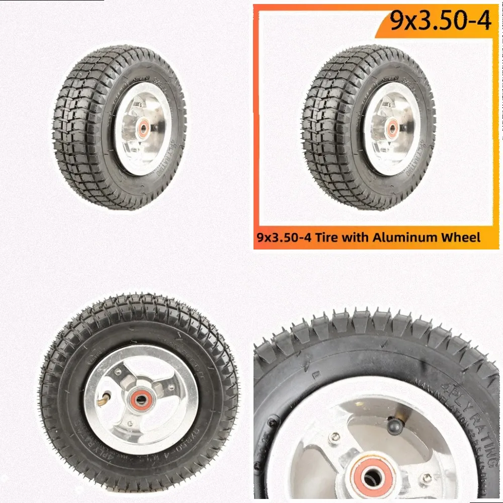 Aluminum Rim Tires 9x3.50-4 Rated for 42 PSI Max Inflation for Electric for scooters for Go Karts and Mobility Devices