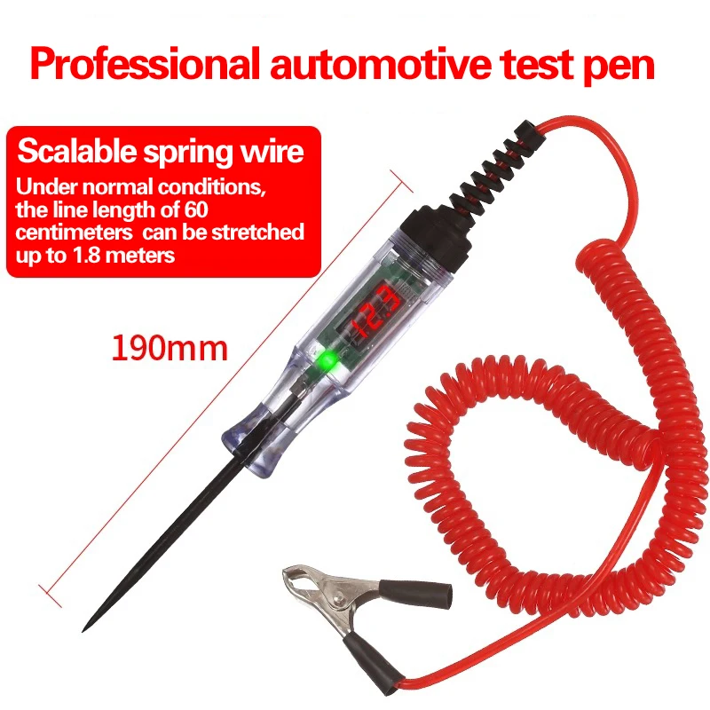 1pc 3V 6V 12V 24V 48V 90V DC Car Digital Display Test Pen Circuit Test Pen Car Test Light Digital Display Test Pen Electrical Ci