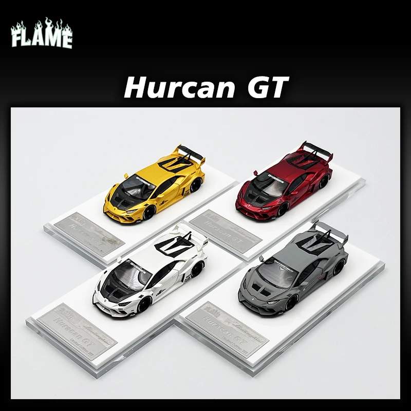 Flame In Stock 1:64 Hurcan GT Resin Diorama Car Model Collect Miniature Toys