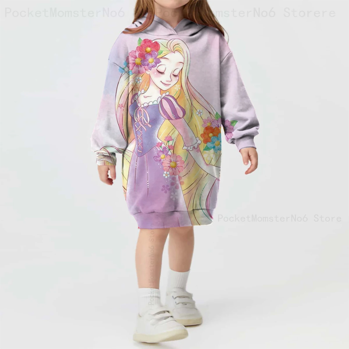 Children's clothing new hoodie sweater printed casual sports children's play costume Enchanted Rapunzel loose cartoon girl tops