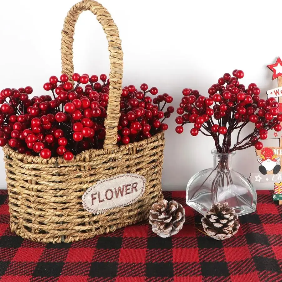 Artificialplant Holly Little Red Fruit  New Year Christmas Home livingroom Wedding diy gift  Decor Flower Shooting Prop - Image 2