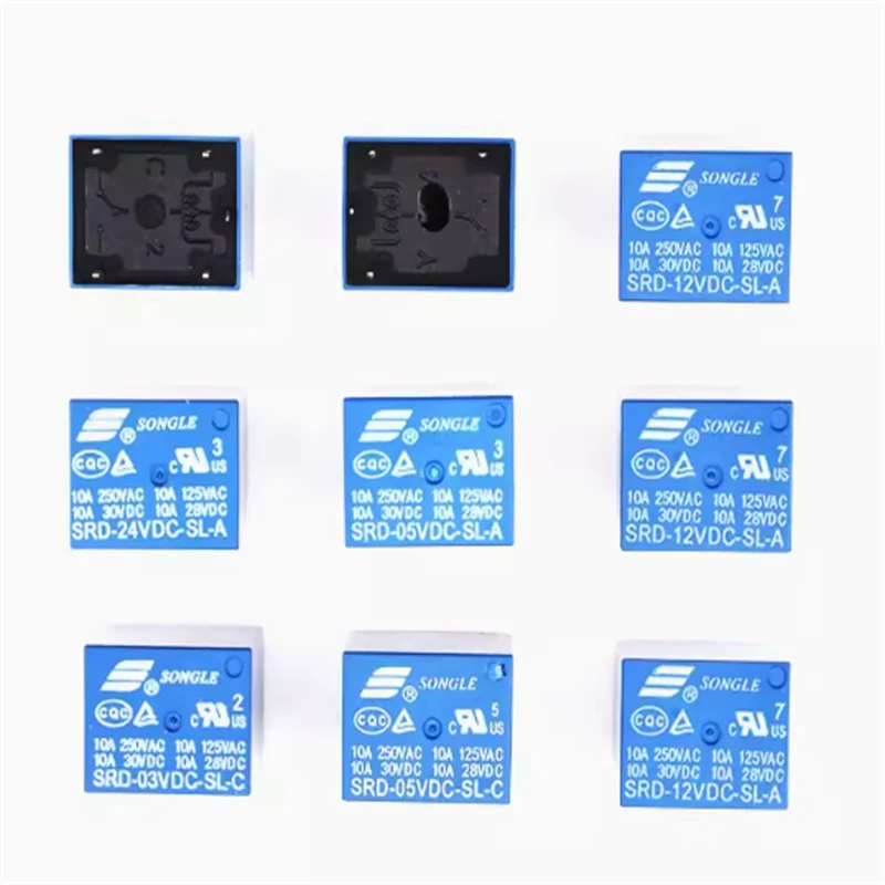 5pcs SONGLE Power Relay SRD-03V 05V 06 09V 12V 24VDC-SL-A -SL-C 10A 5pin(one set of conversion) 4pin (one set is normally open)