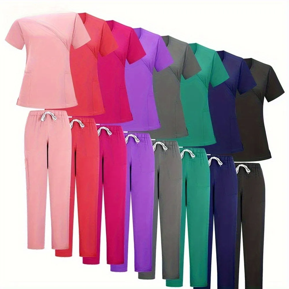 

Скрабы для медсестры, новая мода, мягкие брюки для бега, комплект униформы, женская спецодежда для медсестер и врачей