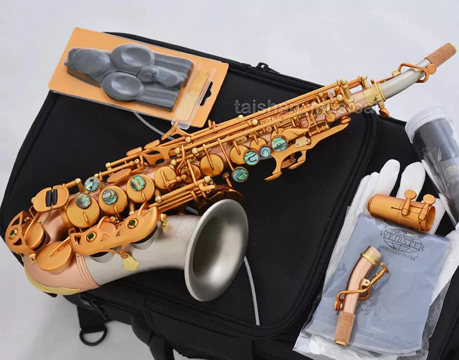 

Профессиональный саксофон-сакселло Bb (бемоль) из розовой латуни, с колоколом из купроникеля, с кейсом, модель 2026 new84