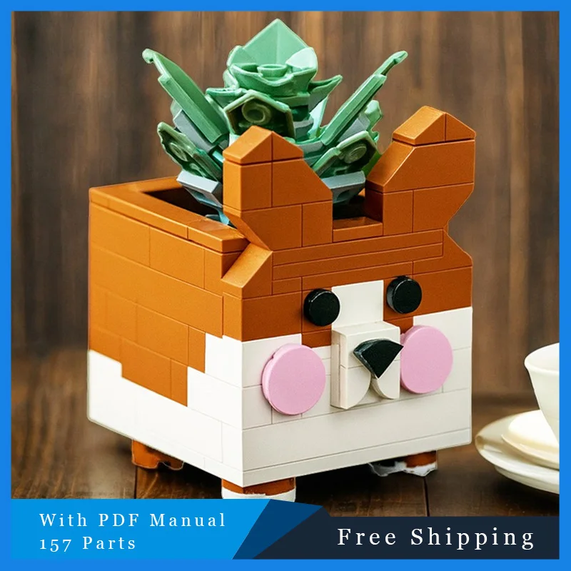 157개 부품 MOC 창의적인 식물 분재 모듈형 메이크업 액세서리 블록 조립식 모델 어린이 조립 생일 선물