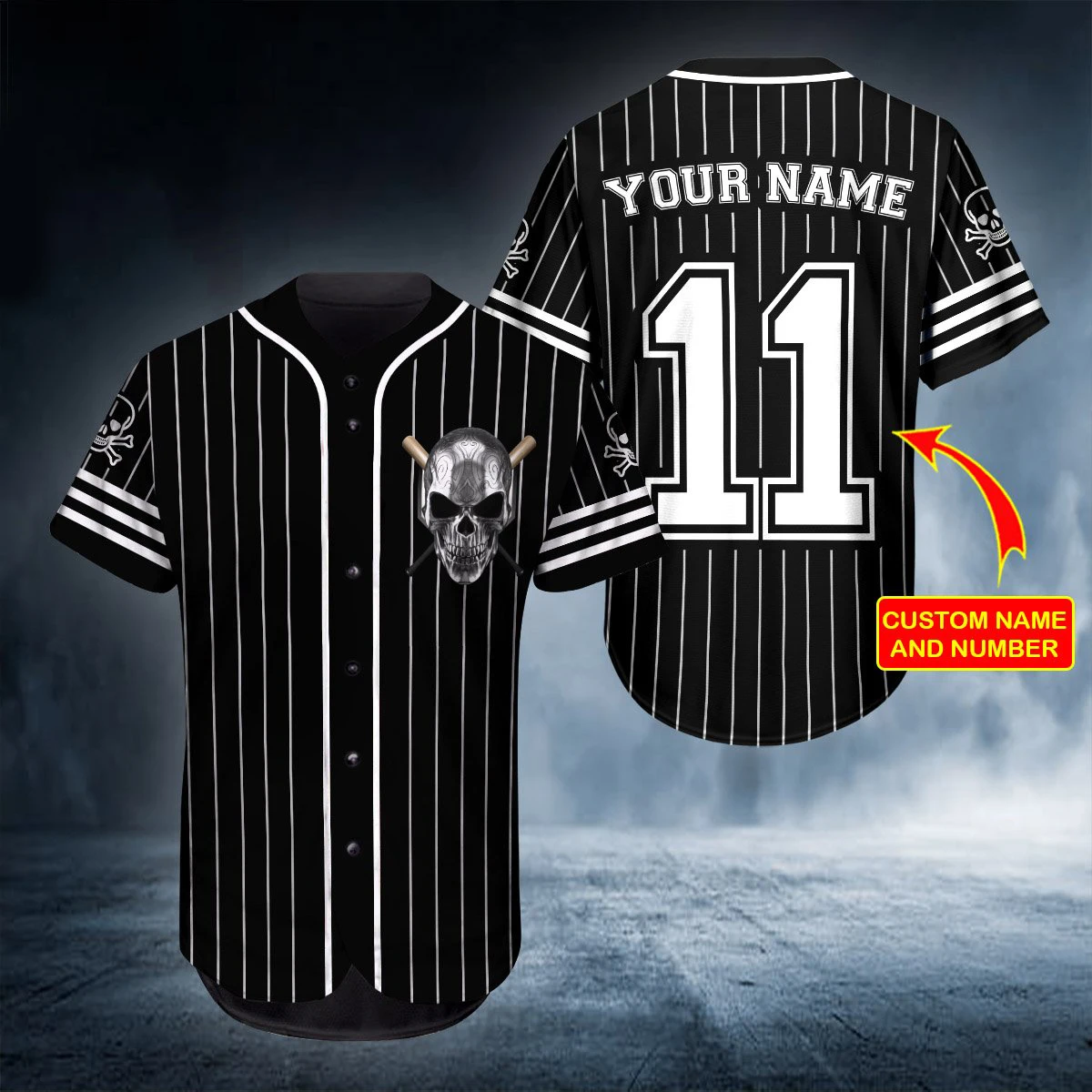 

PLstar Cosmos Ghost Hunter Skull Personalized Name 3D All Over Printed Shirts Baseball Jersey Unisex Unique Baseball Shirt BQS06