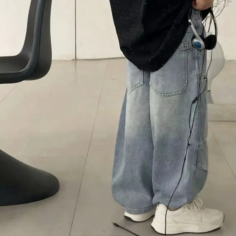 Boys Jeans Spring Autumn 2026 New Casual Trousers Cool Loose Fit Kids Pants