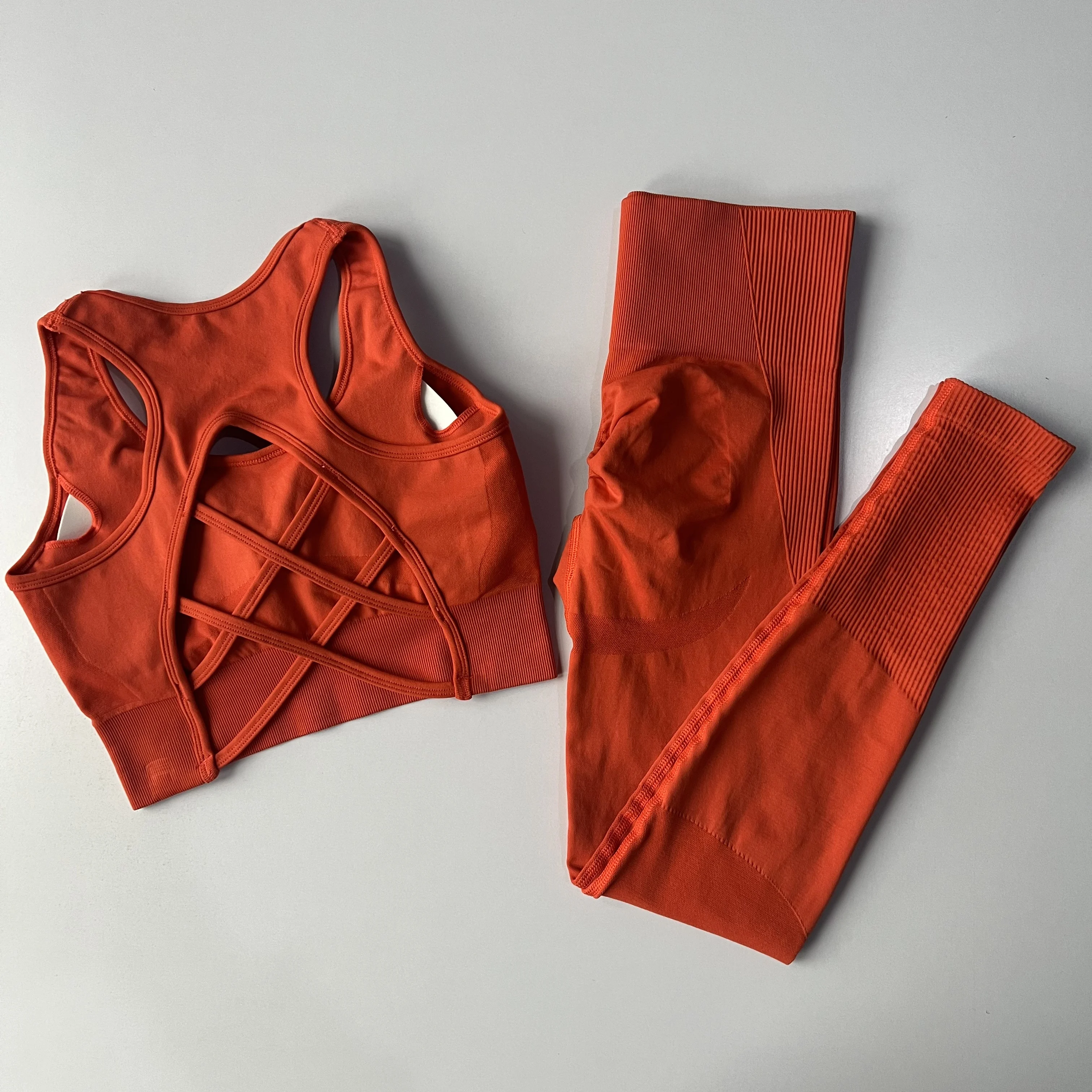 Stoßfeste Sport-BHs Leggings Professioneller Fitness-Schönheits-Rücken-BH Schnelltrocknender Laufanzug mit hoher Taille Zweiteiliges Yoga-Set – Detail 15