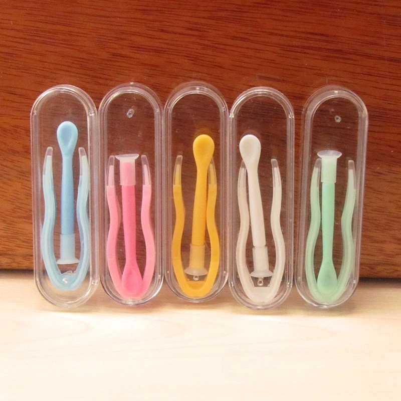 เครื่องมือสวมแว่นตา คีมชิ้นเดียว แท่งดูดขนาดเล็ก คลิปหนีบคอนแทคเลนส์ อุปกรณ์คอนแทคเลนส์ มีให้เลือก 5 สี