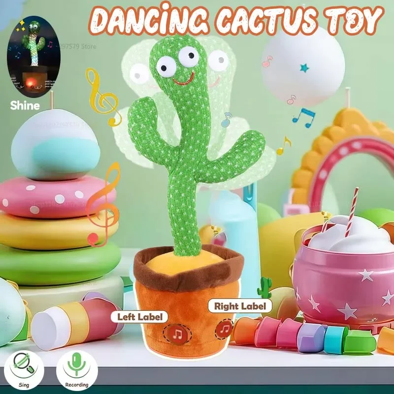 

Dancing Talking Cactus Toy Kid Singing Mimicking Repeating Cactus Toy Baby Toddler Boy Girl Gift Recording Voice Interactive Fun