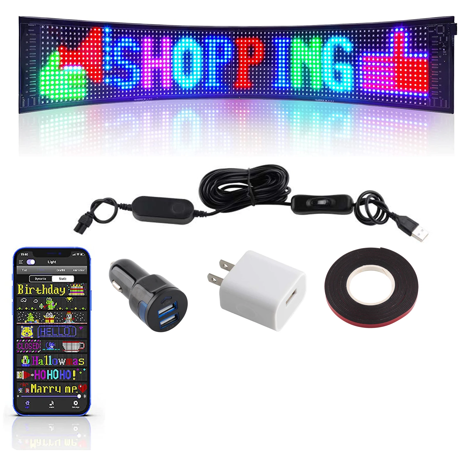 

Scrolling Huge Bright Advertising LED Sign , Flexible USB 5V LED Display Sign Blue--tooth App Control for Store Car Bar Hotel