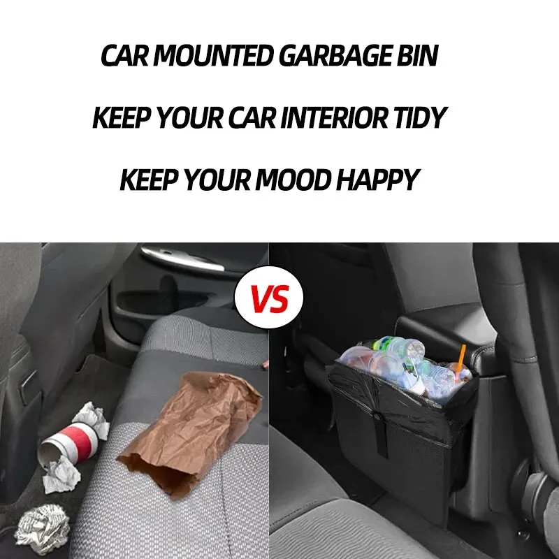 1PC Car Mounted Garbage Bin Portable Hanging Garbage Basket Rear Storage Compartment Waterproof Garbage Bin Storage Box