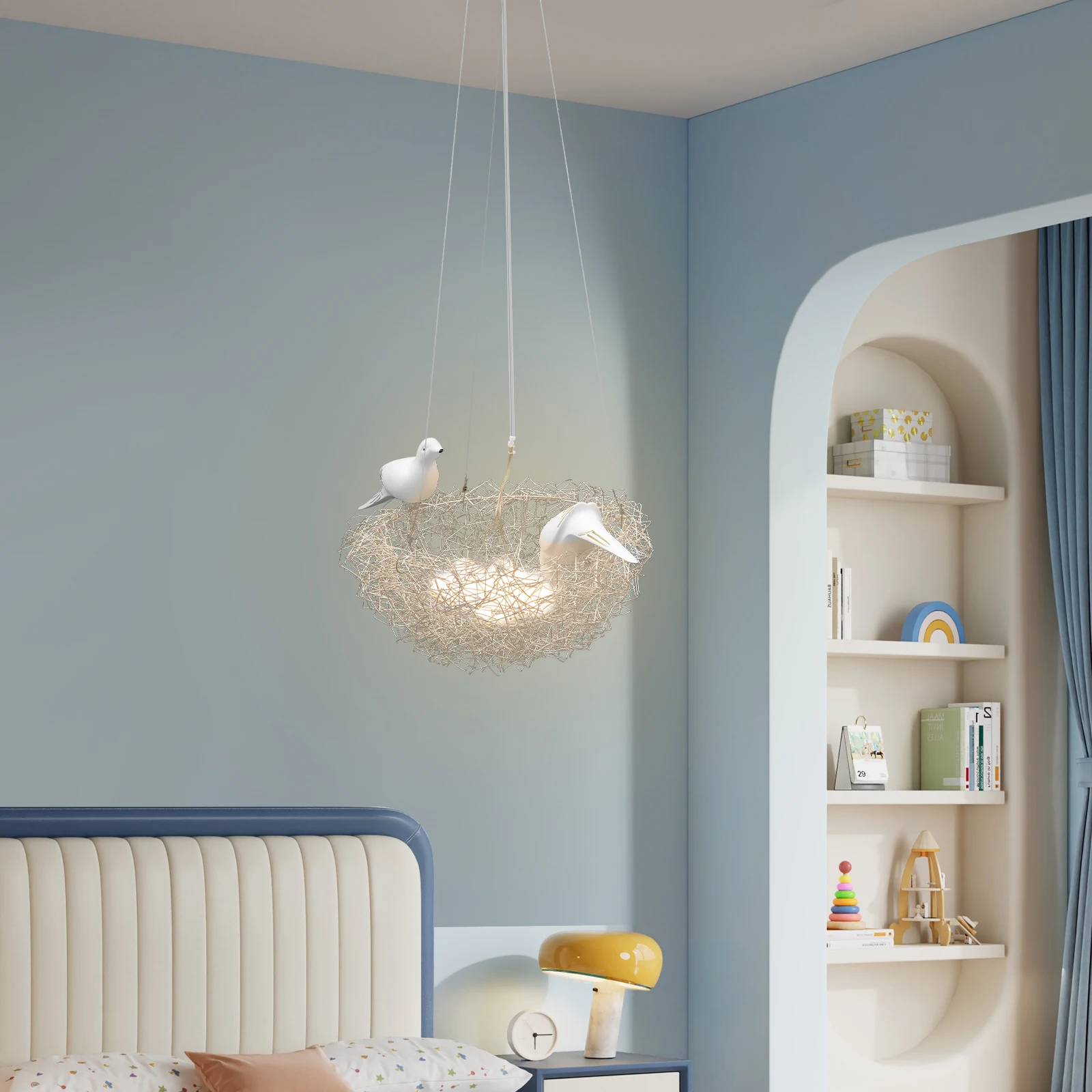 lustre-nid-d'oiseau-reglable-avec-5-ampoules-g4-et-goutte-de-48-pieds-lumiere-chaude-pour-plafond-de-salon-salle-a-manger