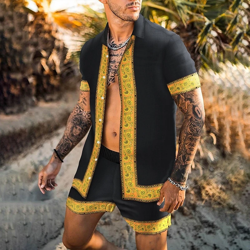 

Trend Floral Pattern Hawaiian Shirts Fashion Summer Beach Shirt For Men Lapel Short Sleeve Loose Casual Streetwear Blouse Tops