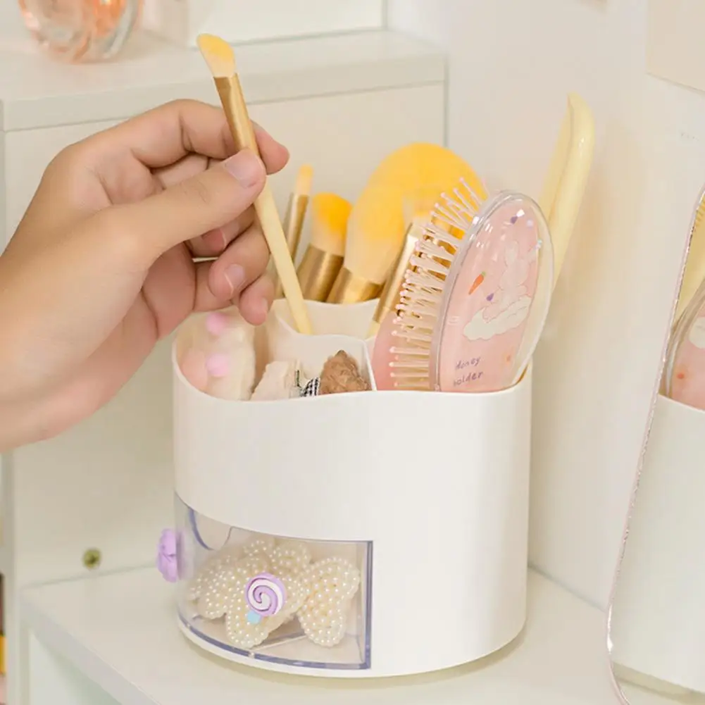 حامل قلم متعدد الوظائف قسم أبيض وطبقات قلم رصاص دوار مكتب تخزين سطح المكتب لوازم مكتبية أدوات التجميل #4