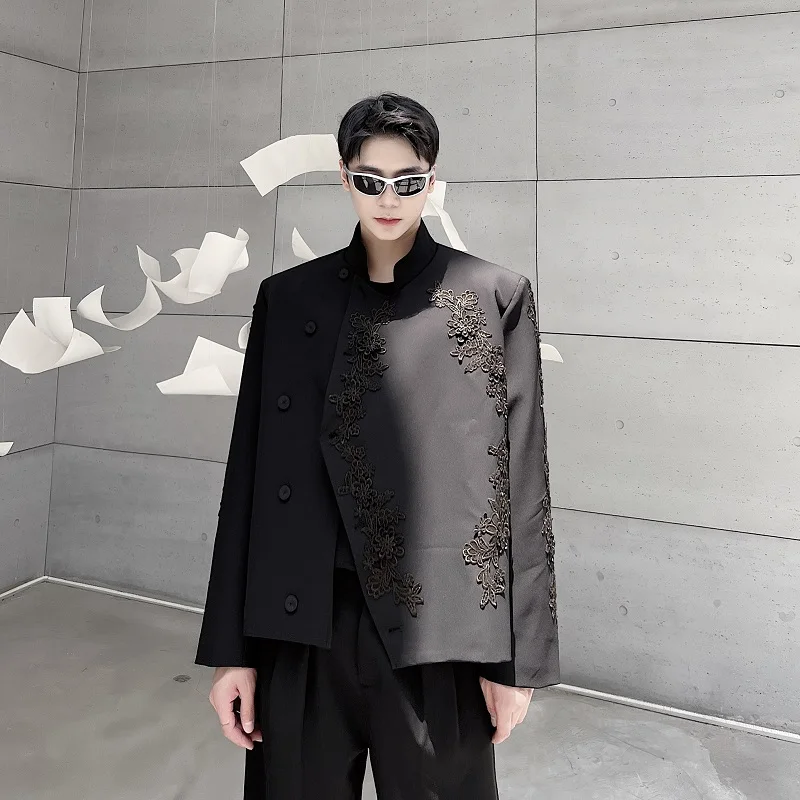 Elegant Embroidered Men's Suit Jacket Autumn Design 3D Stitching Retro Cool Style Casual Wear Standard Fit Four Season Use