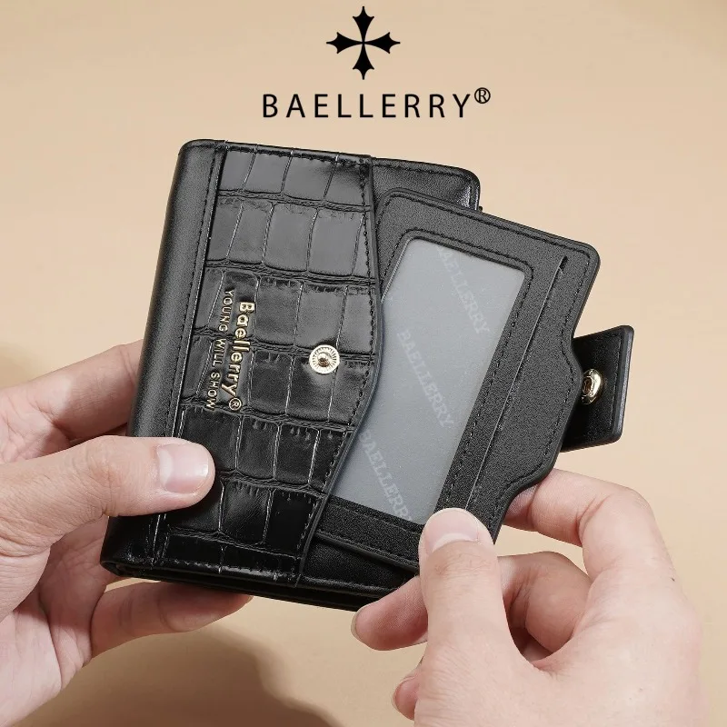 Baellerry Women's Fashion Short Wallet Multifunctional Card Bag Thin Soft and Smooth PU Leather Wallets Zipper Coin Purse
