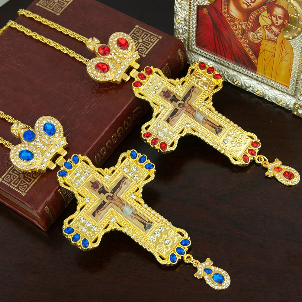 Orthodox Jesus Cross Pendant Alloy Cross Necklace Church Father Chest Pendant Religious Ritual Supplies Prayer Prayer