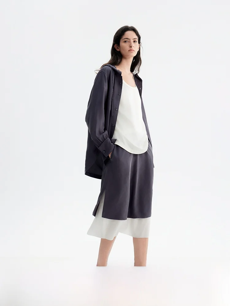 

Женское свободное вязаное пальто-худи из матового шелка Le Heavyweight с защитой от солнца, удлиненное