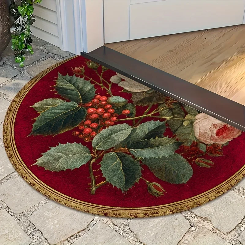 Elegant Palace Style Semi Circle Rug Vintage Royal Persian Area Carpet Elegant Non Slip Welcome Door Mat For Hallway House