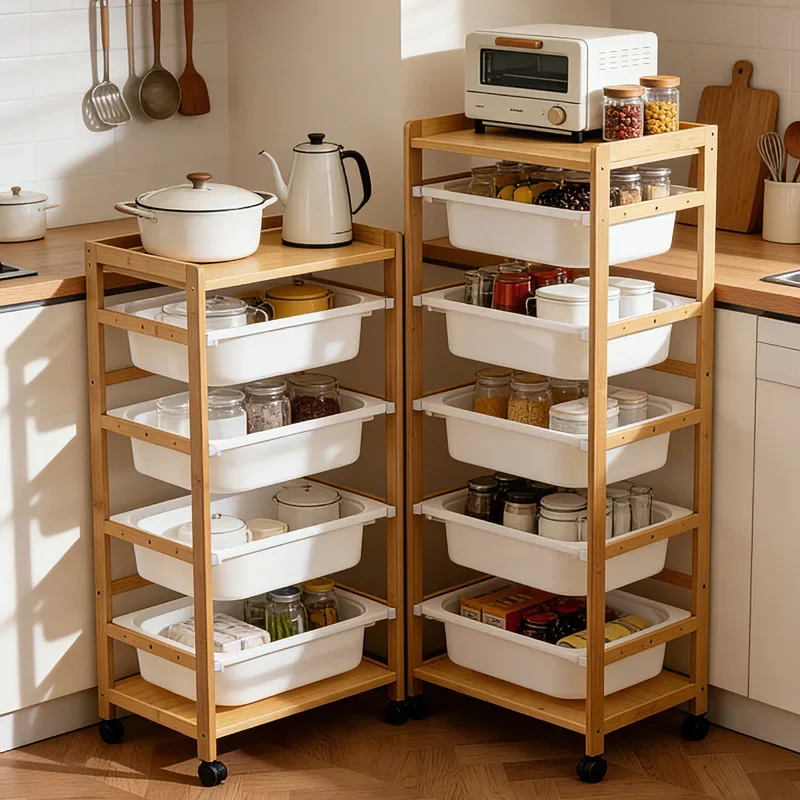 Multi-functional Crack rack with wheel removable snack storage multi-function trolley kitchen bathroom gap locker