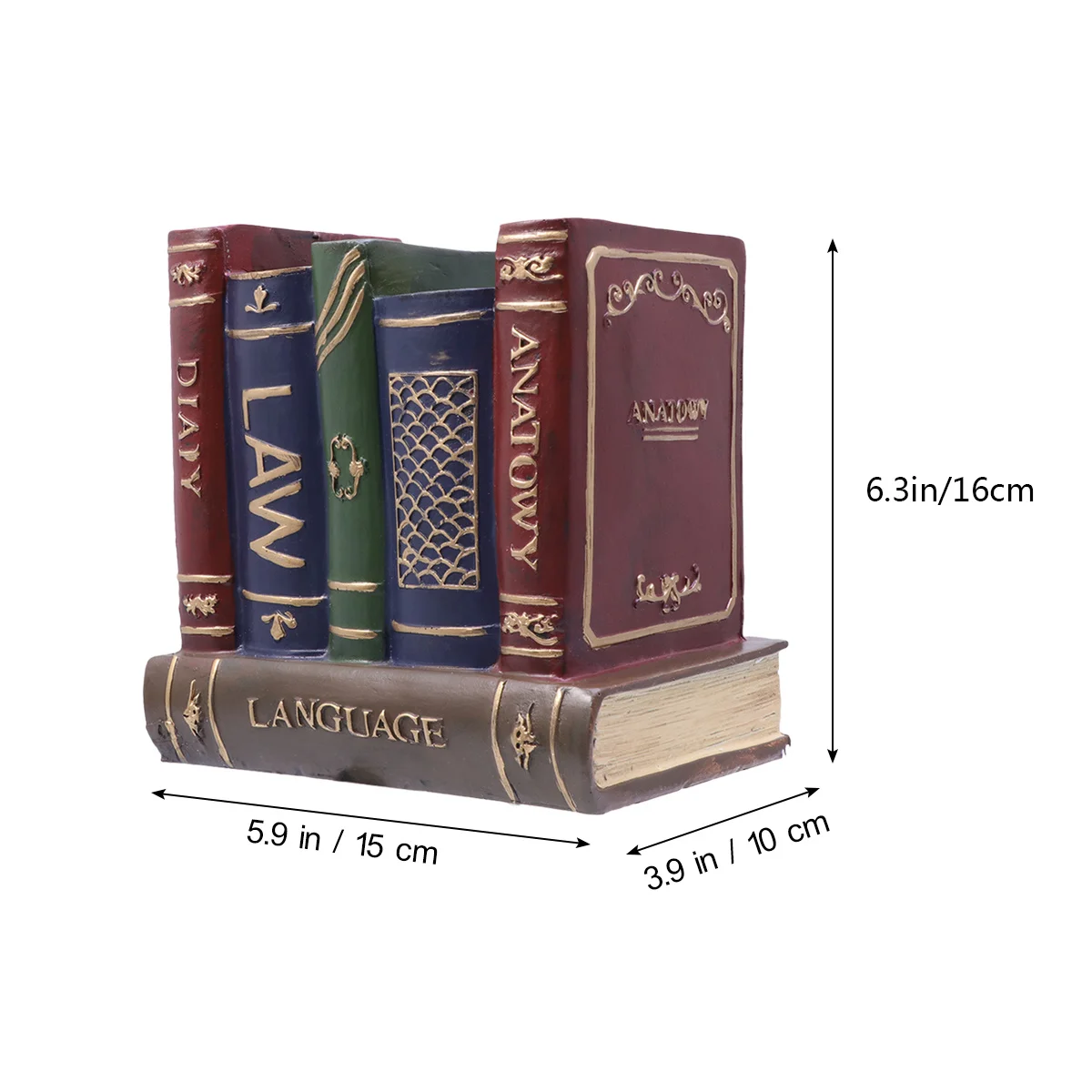 Retro Hars Boek Penhouder Rode Vintage Desktop Organizer Creatieve Boekenplank Decoratie Gift Hars Penhouder