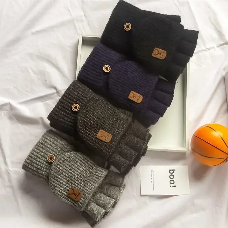 Unisex Ultra-Warm Winter Gestrickte Verdickte Fingerlose Handschuhe Touchscreen Kompatible Halbfinger Weiche Thermohandschuhe für Studenten