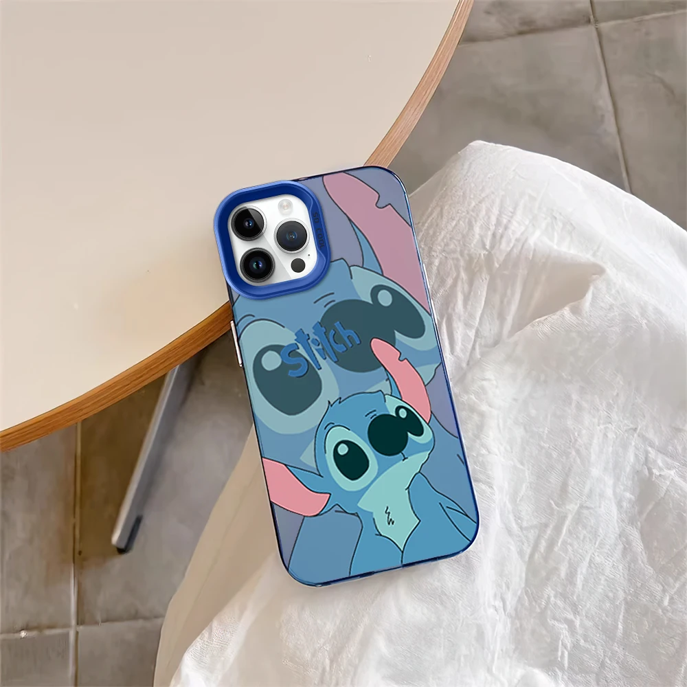 MINISO d-disney S-Stitch IMD Phone Case for iPhone 11 13 14 12 15 16 Max Pro Plus Laser Cover