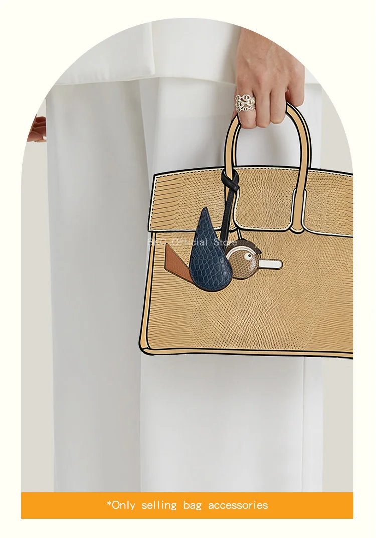 Crocodile & Lizard Skin Bird Charm Handmade Luxury Bag Charm Pendant For Birkin & Kelly Bag Unique Designer Handbag Accessory