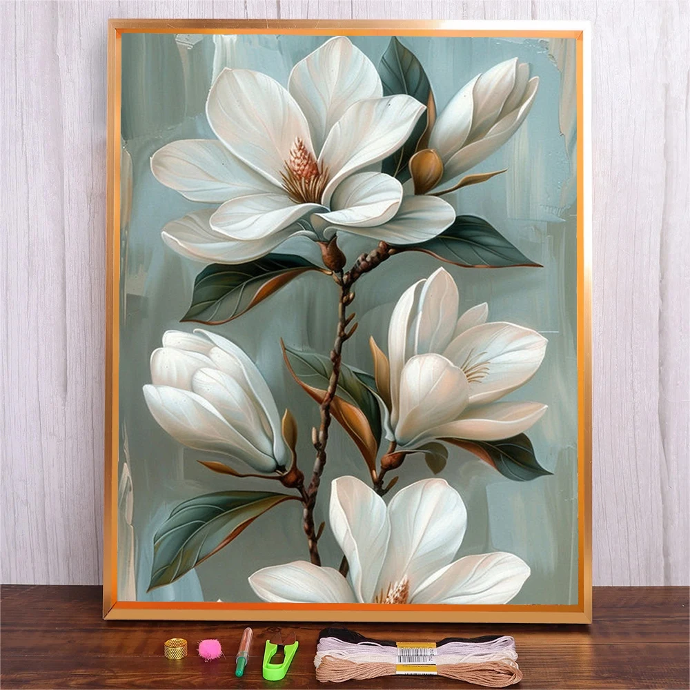 

Creative Cross Stitch For Beginner DIY Cotton Thread Embroidery Kit Lily Flower Needlework Picture Kit Crafts Painting Gift